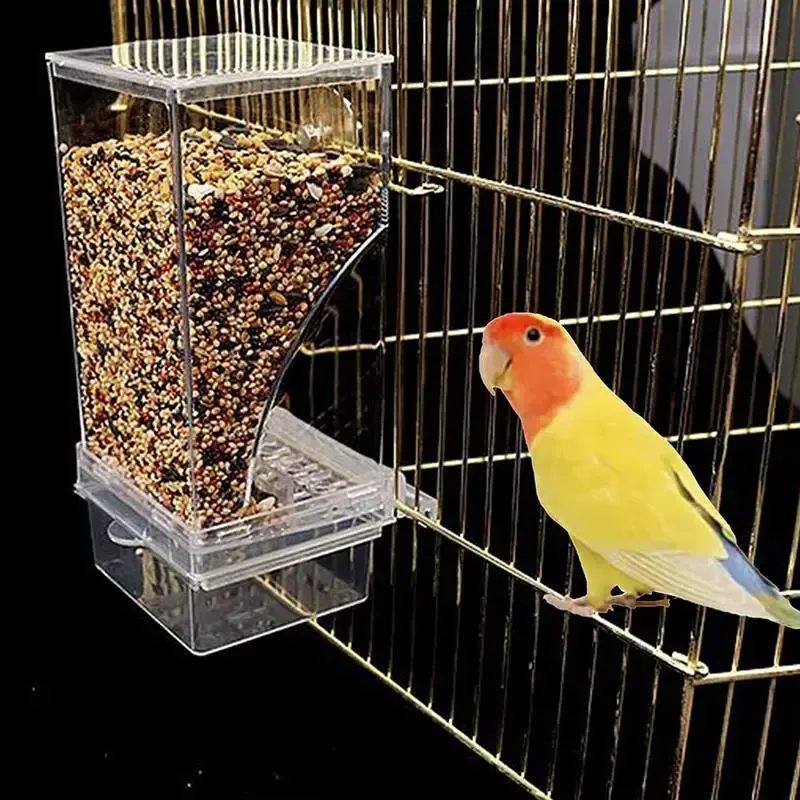 Karmienie Bez Mess Bird Feeders Automatyczne papugi Pijnik Pijusz akrylowy pojemnik na karmę Klatki Klatki do małych i średnich papug