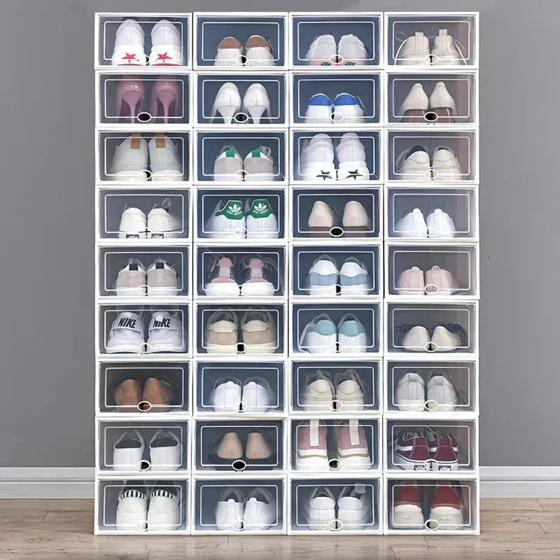 1p caixas de armazenamento de sapatos tipo gaveta abertura frontal sapato rack organizador recipiente sapatos femininos tênis 240226