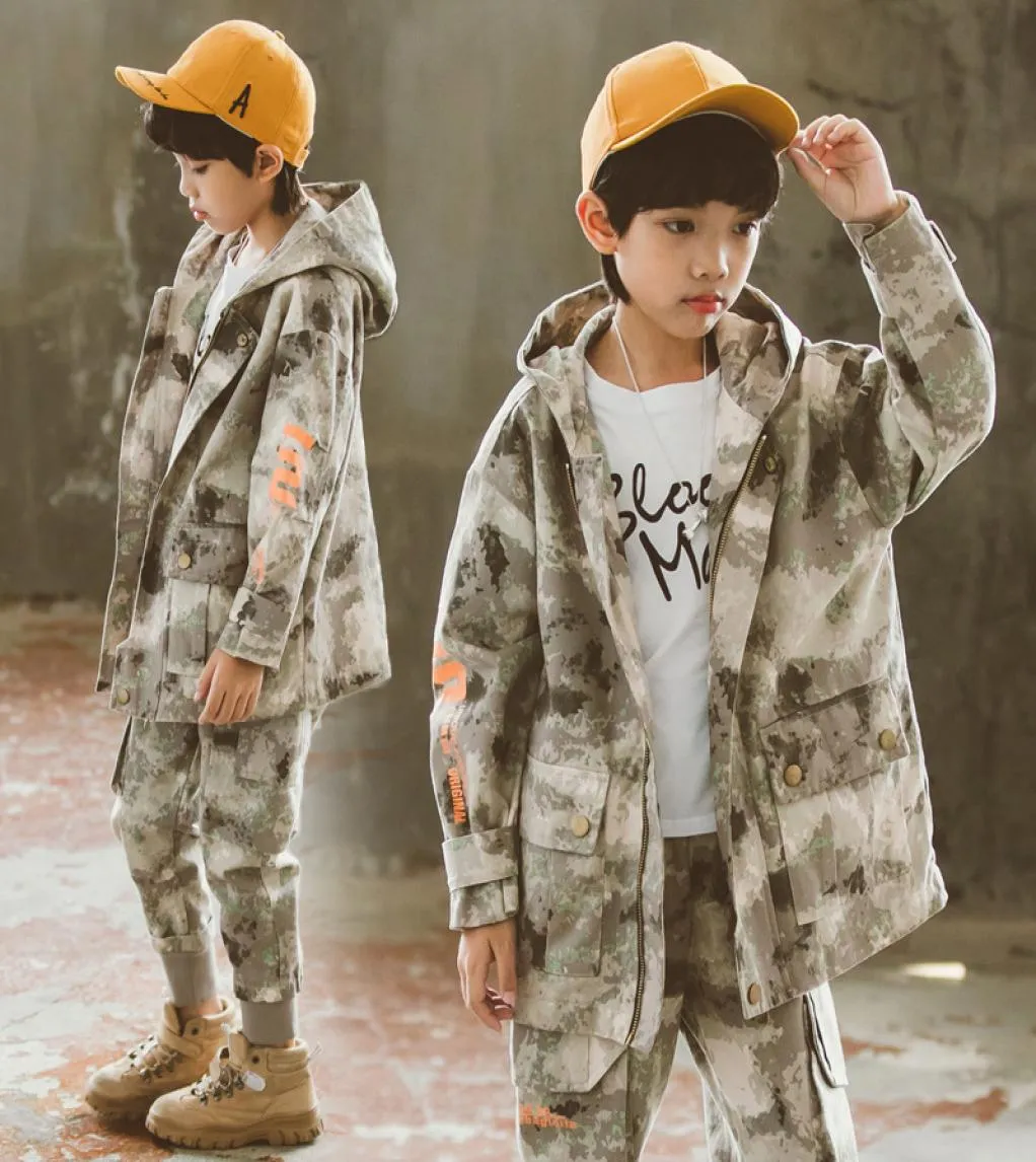 Teenage Boys Clothing Sets 2020 Spring Letter Camo Jacket Pants Sprot Suit for Boys Clothes Fashion Kids Costume 10 12 Years T20046378062