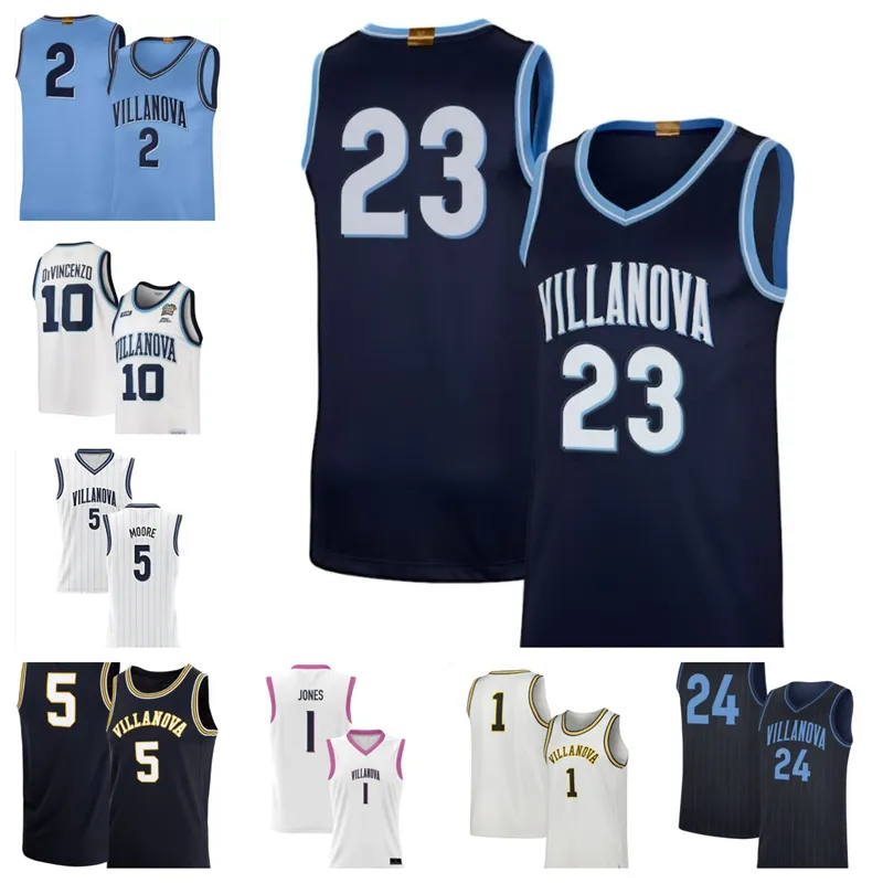 Villanova Wildcats 0 TJ Bamba 13 Hakim Hart 1 Brendan Hausen 15 Maglia da basket Longino 5 Justin Moore 12 Collin O'Toole 2 Mark Armstrong cucita su misura