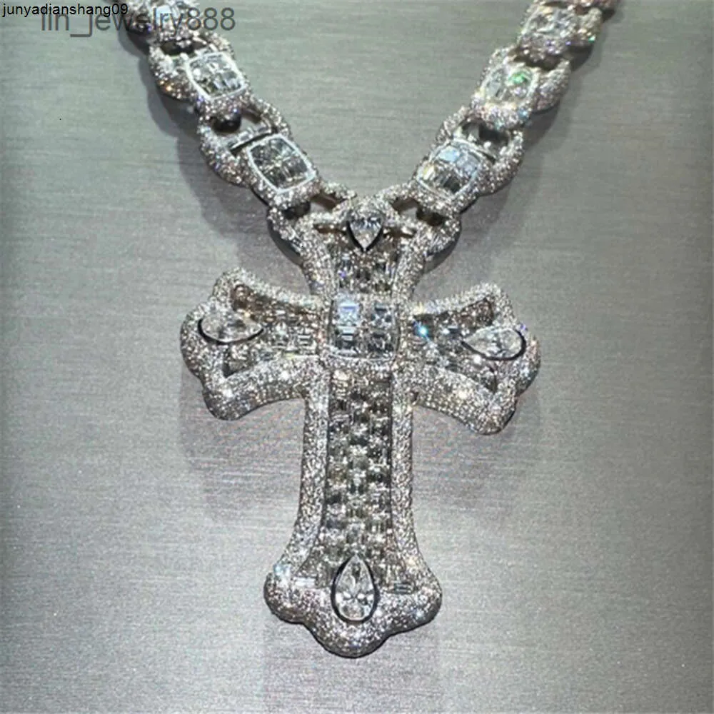 Vvs moissanite diamante cruz pingente 925 prata esterlina jesus para colar masculino feminino jóias finas charme
