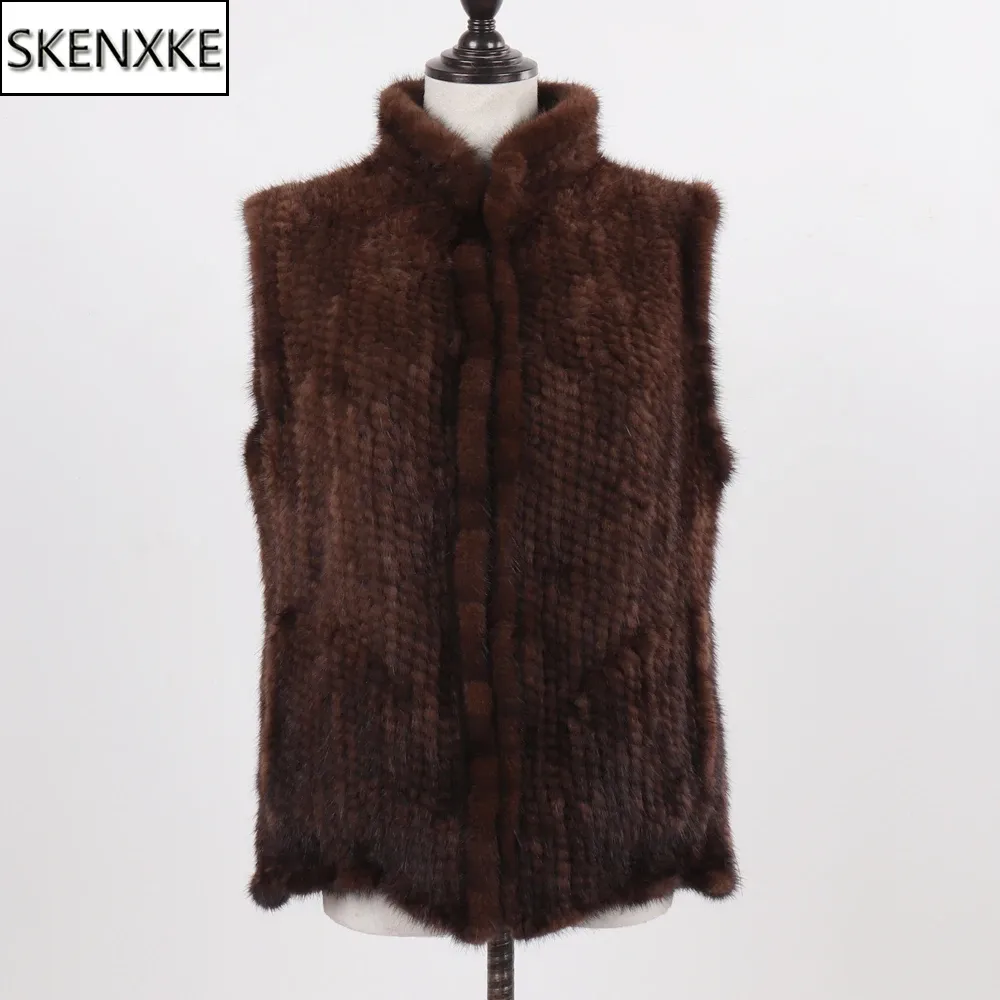 Pelliccia Nuove Donne Naturale Caldo Visone Gilet di Pelliccia Autunno Inverno 100% Genuino Vera Pelliccia di Visone Giacca Senza Maniche Della Signora di Lusso Reale pelliccia di visone Gilet