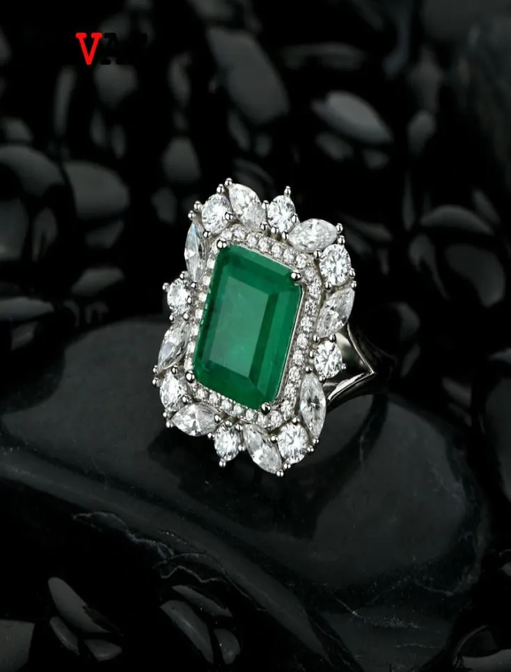 Oevas 100 925 prata esterlina síntese esmeralda anéis de casamento para mulheres espumante alto carbono diamante festa jóias finas presentes9642062