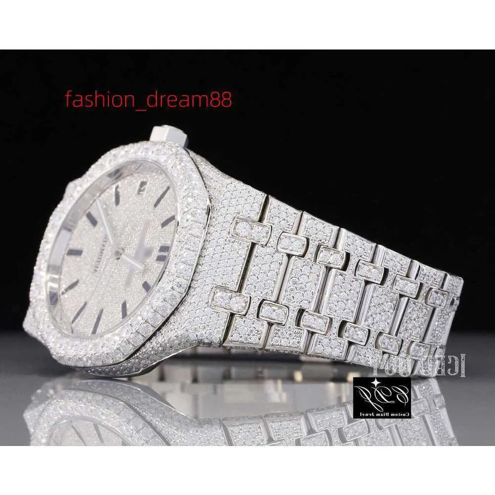 Tn6a vvs moissanite diamante personalizado iced out relógio de luxo busto para baixo relógio de diamante para homens hip hop relógio jóias cdj8471kxxf