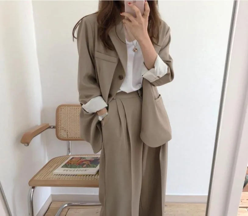 Plus Größe Frauen Anzug Casual Hose Anzüge für Übergroßen Blazer Set Conbinaison Femme Ropa Formale Mujer9141859