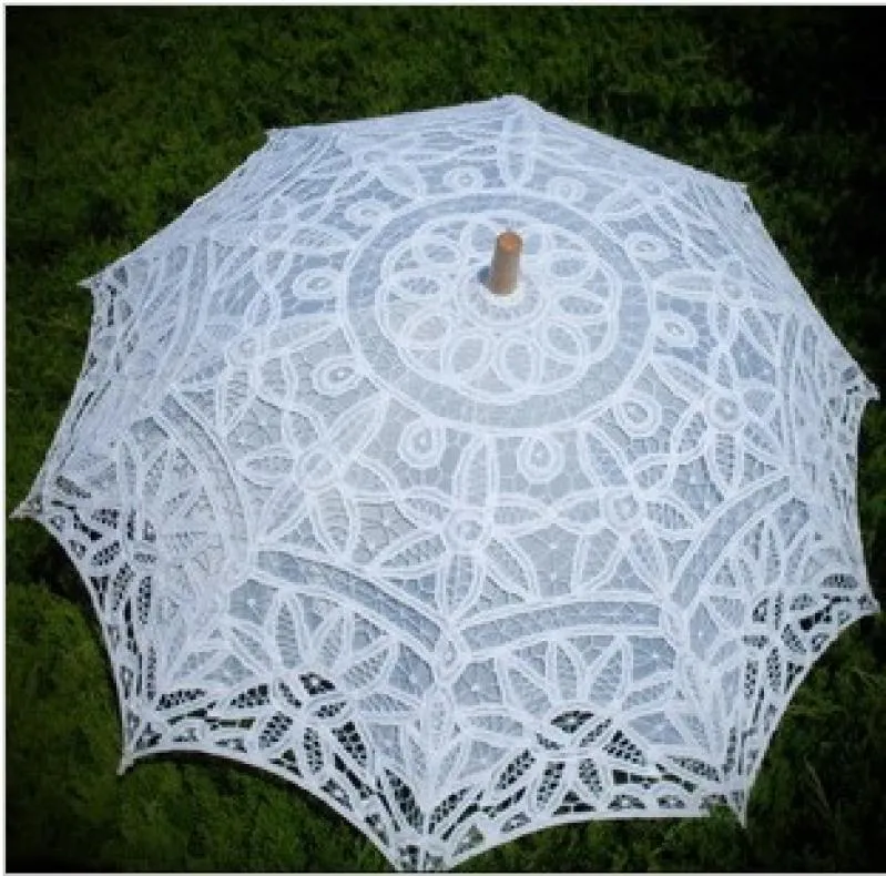 Parasols de mariée en dentelle Parapluie de mariage blanc ivoire Nouveau parasol Accessoires de photographie 82 cm de diamètre 68 cm de longueur Belle mariée Ac2756950