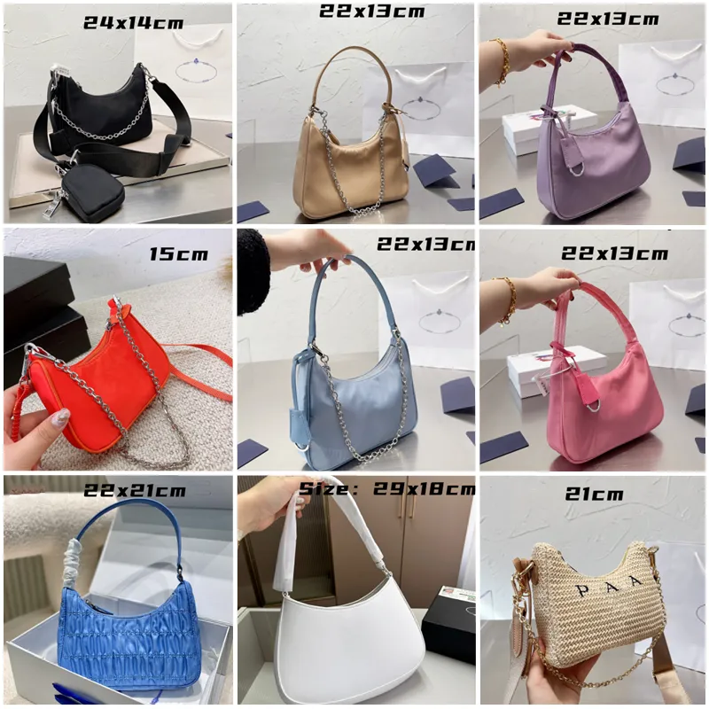 Womens Luxurys Designers bags high quality Hobos Nylon handbags black purse chain lady crossbody Pleated underarm bags fashion woven bag clutch bag