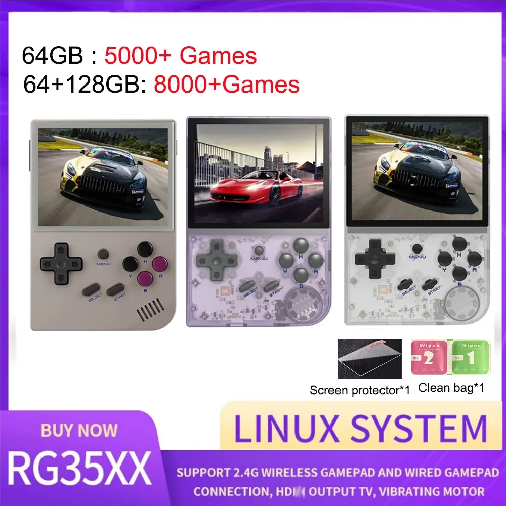 يقف anbernic RG35XX MINI Retro Game Game Console Linux System 3.5 بوصة IPS شاشة Cortexa9 مشغل فيديو محمول 5000+ ألعاب