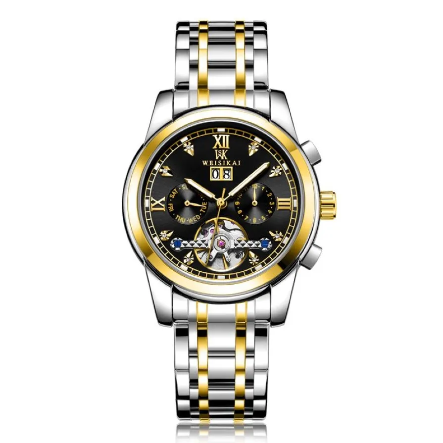 Montre automatique étanche pour hommes, montre-bracelet mécanique de luxe en cristal saphir, en acier tungstène, 343g