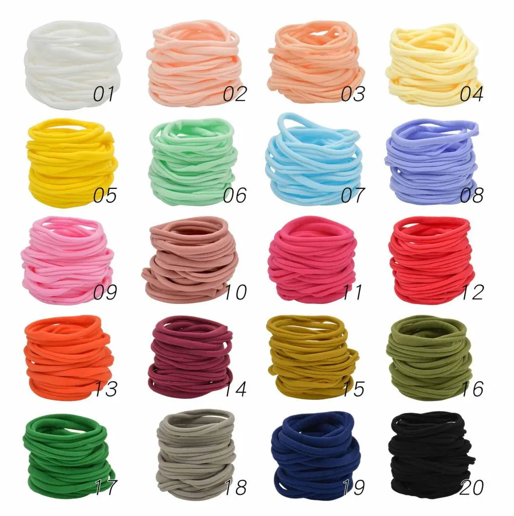 20 couleurs disponibles bébé filles bandeaux en nylon TAN NUDE bande de cheveux en nylon bébé bandeau en nylon élastique extensible bricolage bandeaux Bulk2343359