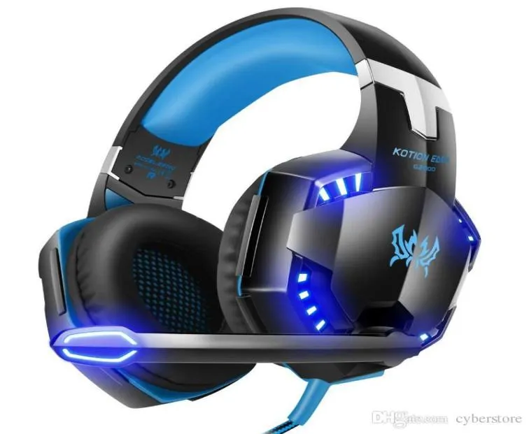 Casque de jeu stéréo G2000, écouteurs à lumière LED, casque antibruit avec micro, Compatible Mac PS PC contrôleur Xbox One6402285