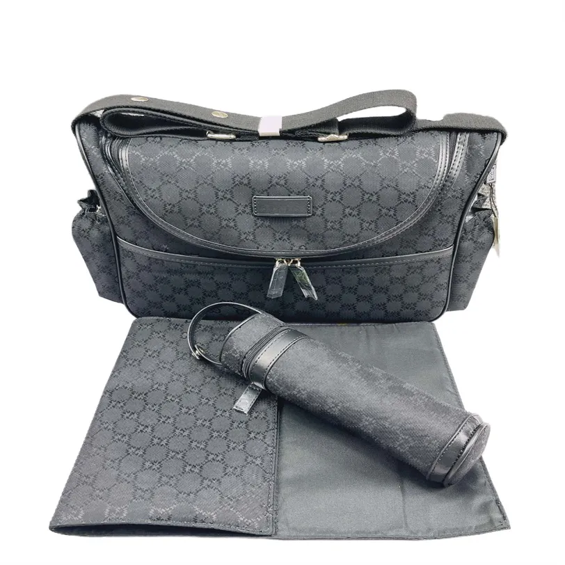 Borsa per pannolini Borsa per pannolini impermeabile per mamma Bambino Cerniera per bebè Plaid marrone Stampa Zaino per vendite Borsa per pannolini in pile Borsa a tracolla di moda Set di tre pezzi S06