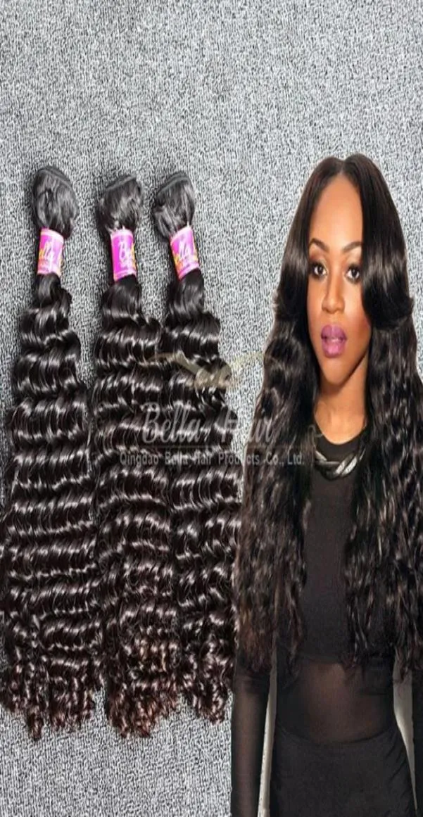 8a Human Hair Bundles 3PCSlot obearbetade brasilianska djupa vågvågiga hårstråförlängningar fulla huvudet starkt vävning julenenchina6156851