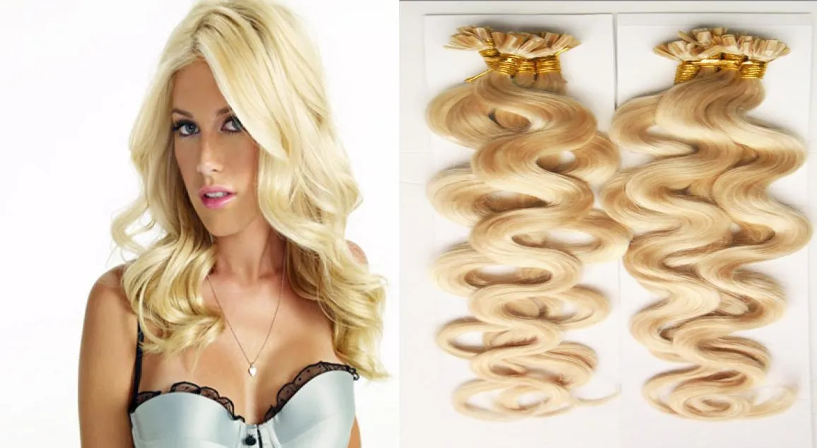 Blonde Hair 200g 1gstrand Double Drawn Fusion Hair body wave Nail U Tip Machine Made Remy Pre Bonded Hair Extension1330698