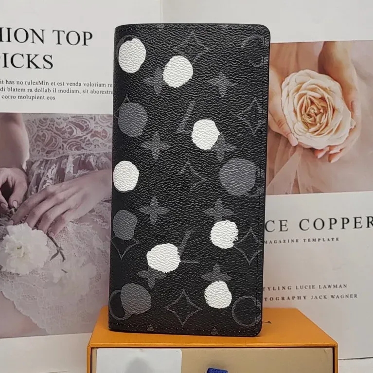 Masowe męskie luksusowe projektanci portfele malować Doodle klasyczny torba kwiatowa karta kredytowa uchwyt paszport portfel zippy monety z oryginalnym pudełkiem