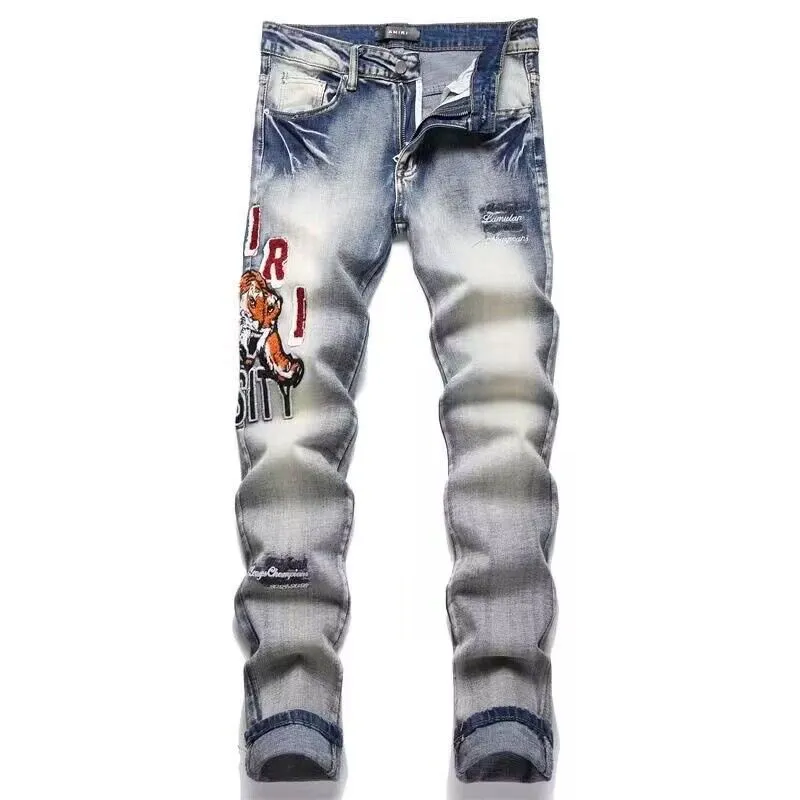 AIR Jeans viola jeans da uomo Jeans firmati Moda motociclisti strappati in difficoltà Donna Denim cargo per uomo Pantaloni neri Buco rotto Jeans skinny 929123474