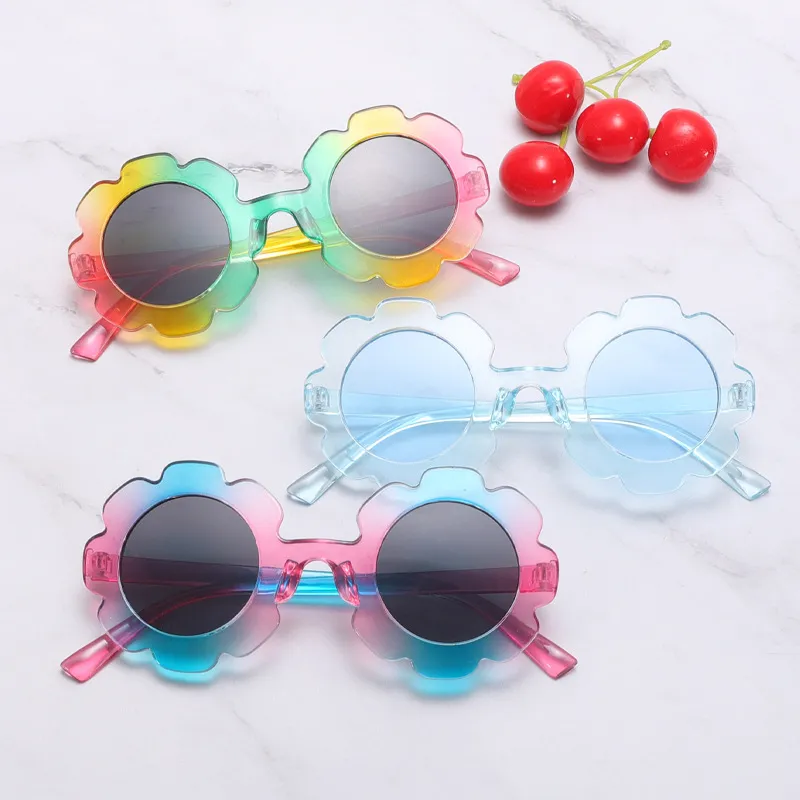2pcs Kids Sunglasses Cute Sun Flower Sun Glasses for Boys and Girls Round Crystal Frame Sunglasses for Baby Outdoor UV400 Protection Eyeglasses Sun Shades 36 Colors