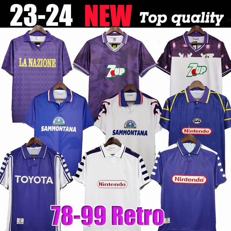 1995 1996 Retro Classic Fiorentina Soccer Jerseys Sweatshirt 1989 90 91 92 93 97 98 99 Batistuta R.Baggio Dunga Retro Fiorentina Football Shirt Chandal Futbol