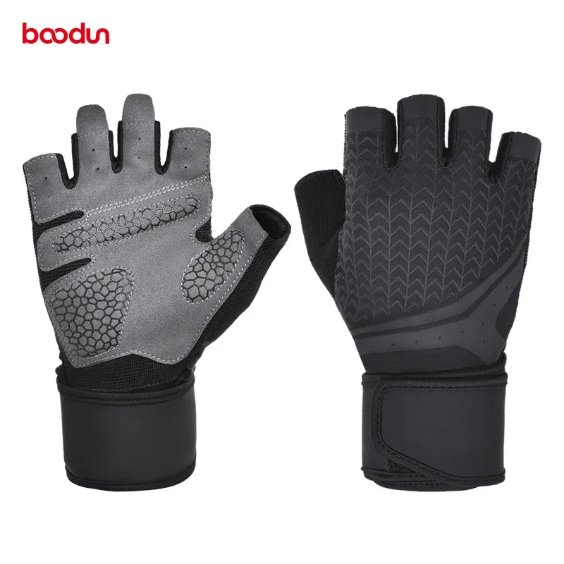 Lifting BOODUN Lengthened Wrist Gym Gloves Men Women Indoor Fitness Gloves Workout Dumbbell Weight Lifting Non Slip Palm Guard Gloves