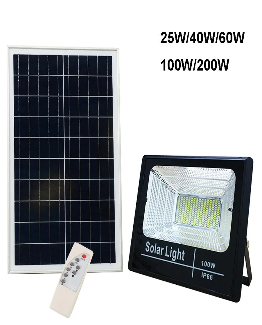 Solar Flood Light 25W 40W 60W 100W 200W Spotlight Yard Lamp IP66 Vit Auto LED Solar Lamp med Pannel Outdoor for Garden Street G3111257