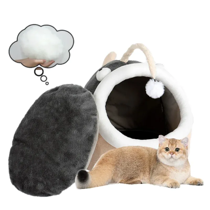 Mats Lantern Fish Cat Bed Warm Pet Basket Cozy Kitten Lounger Cushion Cat House Tent Very Soft Washable Cave Cats Beds