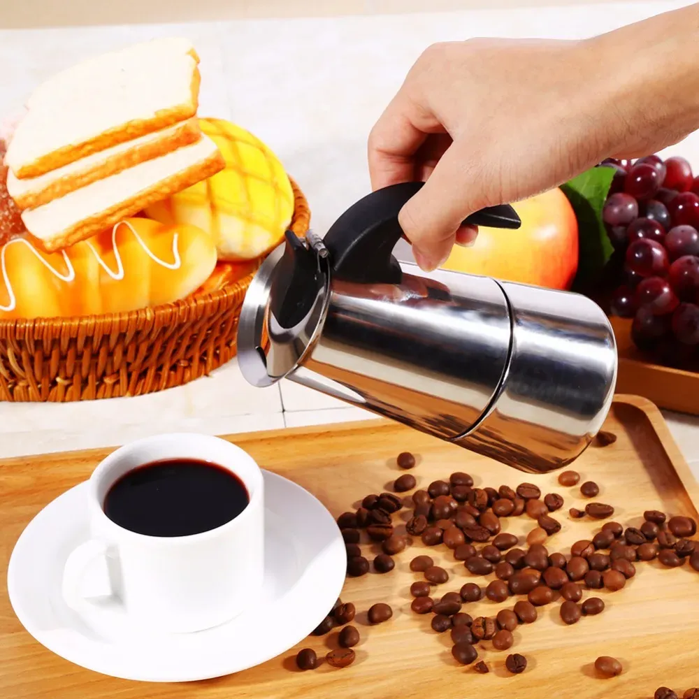 Ferramentas moka cafeteira latte fogão filtro cafeteira ferramentas cafeteira pote de aço inoxidável mocha pot