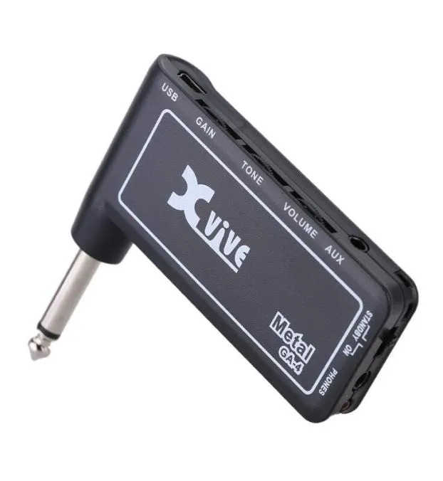 Xvive GA4 Metall Mini tragbarer wiederaufladbarer E-Gitarrenstecker Kopfhörerverstärker Verstärker 1681108
