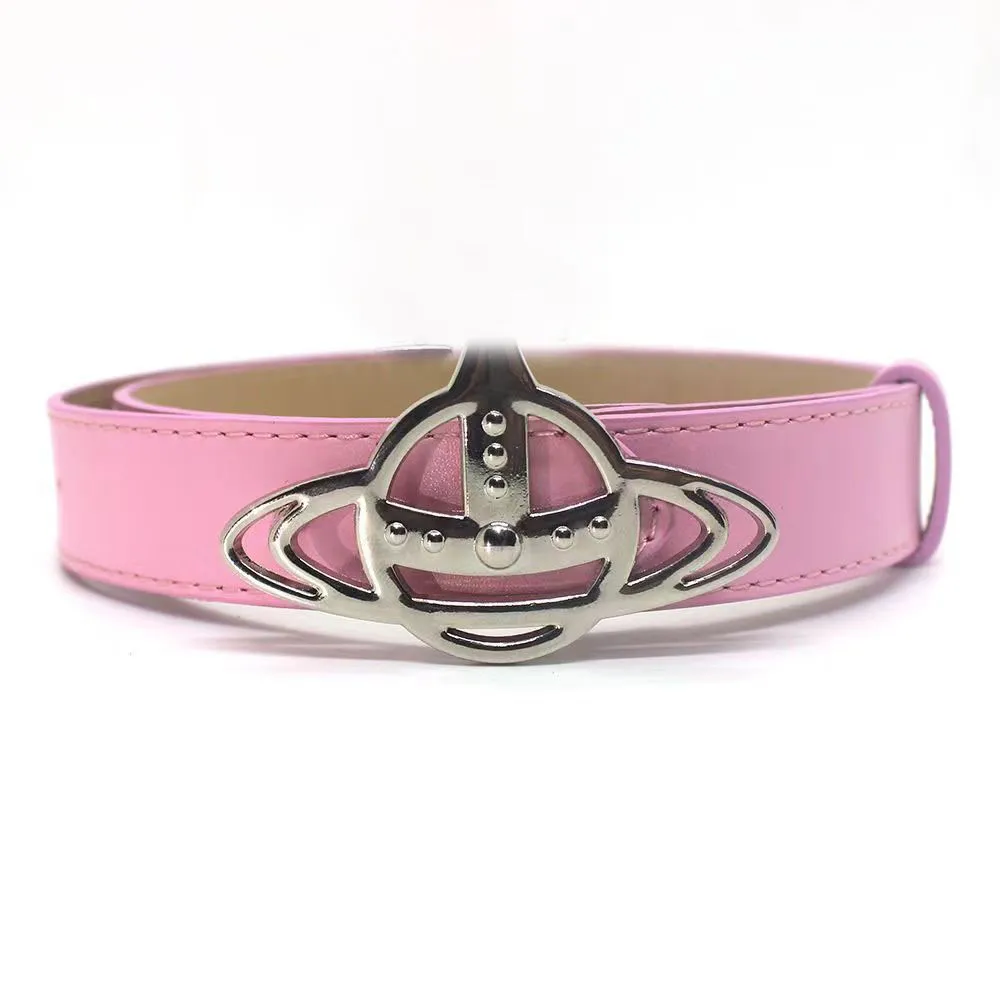 Ceinture de styliste Saturn pour femmes, boucle à plaque solide, boucle lisse, fine, tendance, Jeans tendance