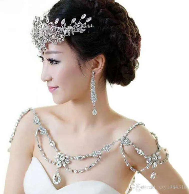 Enveloppes de mariée épaule superbe chaîne d'épaule pas cher mode Noble cristal collier de mariée 2018 perles accessoire de mariage5156349