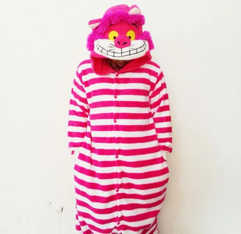 Lovely Rosy Cheshire Cat Jumpsuits Bridal Undergarments Pajamas Animal Cosplay Costume In Stock Warm Men and Women Home Sleeping6862137