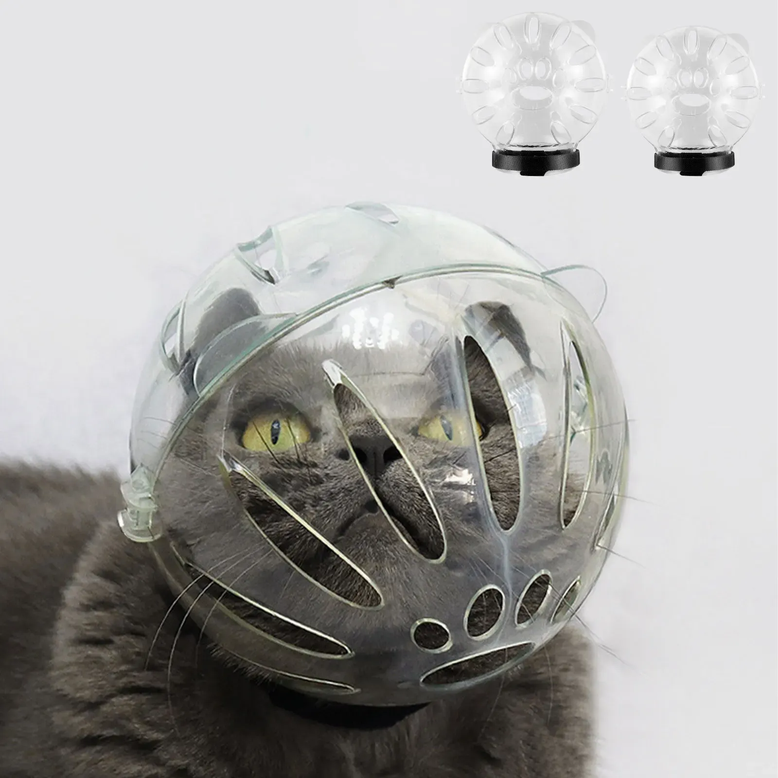 Accessoires Muselière et bottes pour chat, capuche respirante anti-morsure, casque transparent anti-léchage pour chat avec cache-pattes, capuche réutilisable pour animaux de compagnie, portable