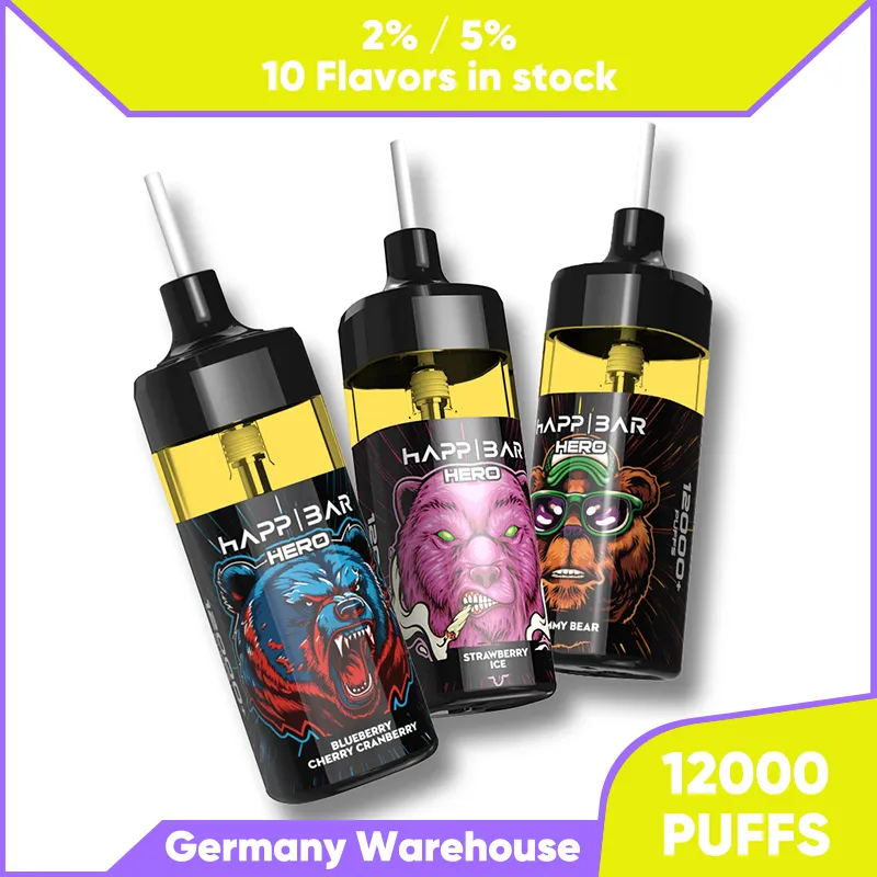 Vapes Original Happ Bar 12000 Puffs E-Zigarette Einweg-Vape Puff 12K wiederaufladbarer Akku im Vergleich zu 6000 9000 10000 Vaper