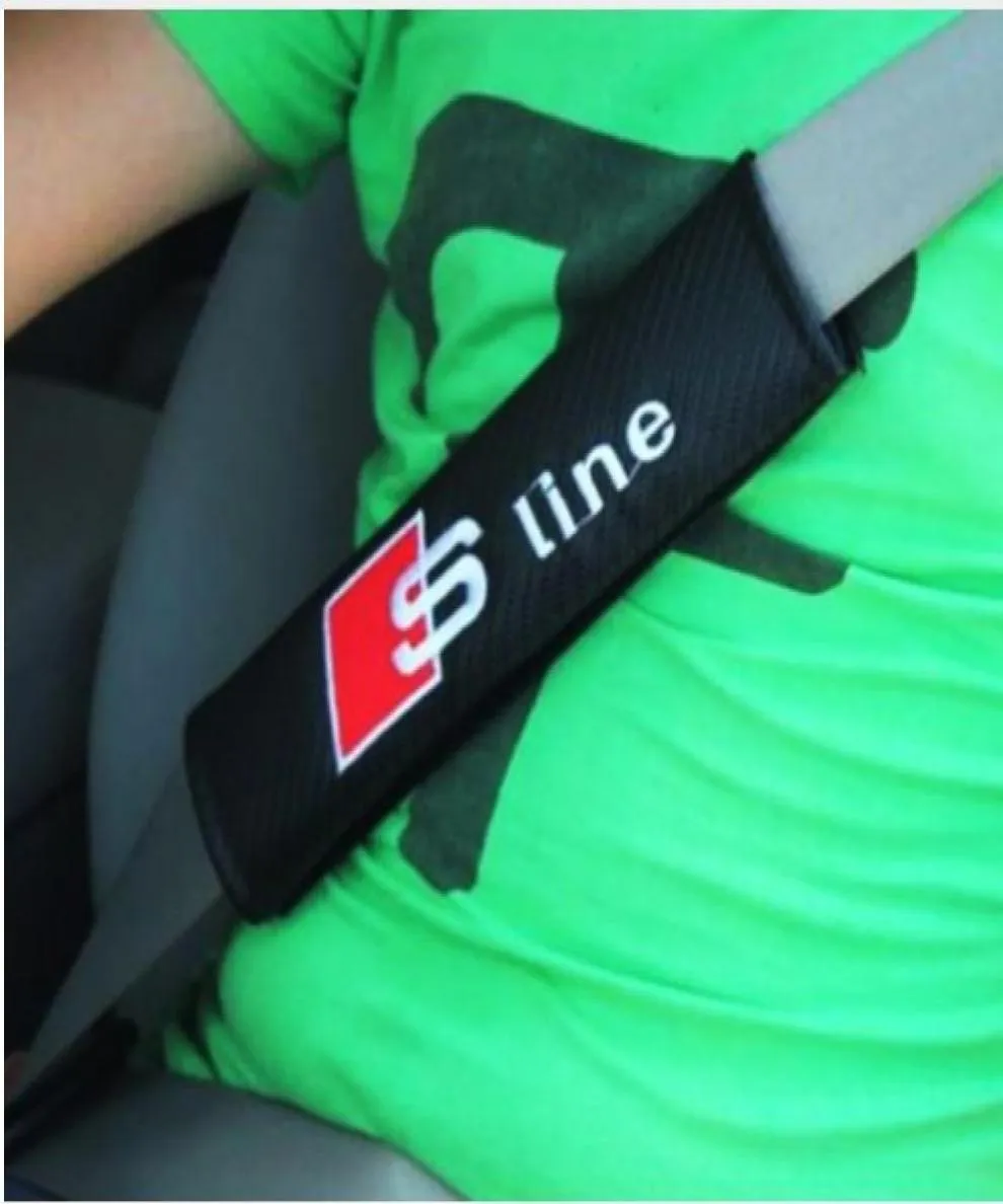 2PCS/Pair Car Safety Seat Belt Cover S line RS Logo Soft Strap Protector Cover for A3 A4 A5 A6 Q3 Q5 Q7 Car Styling8565395