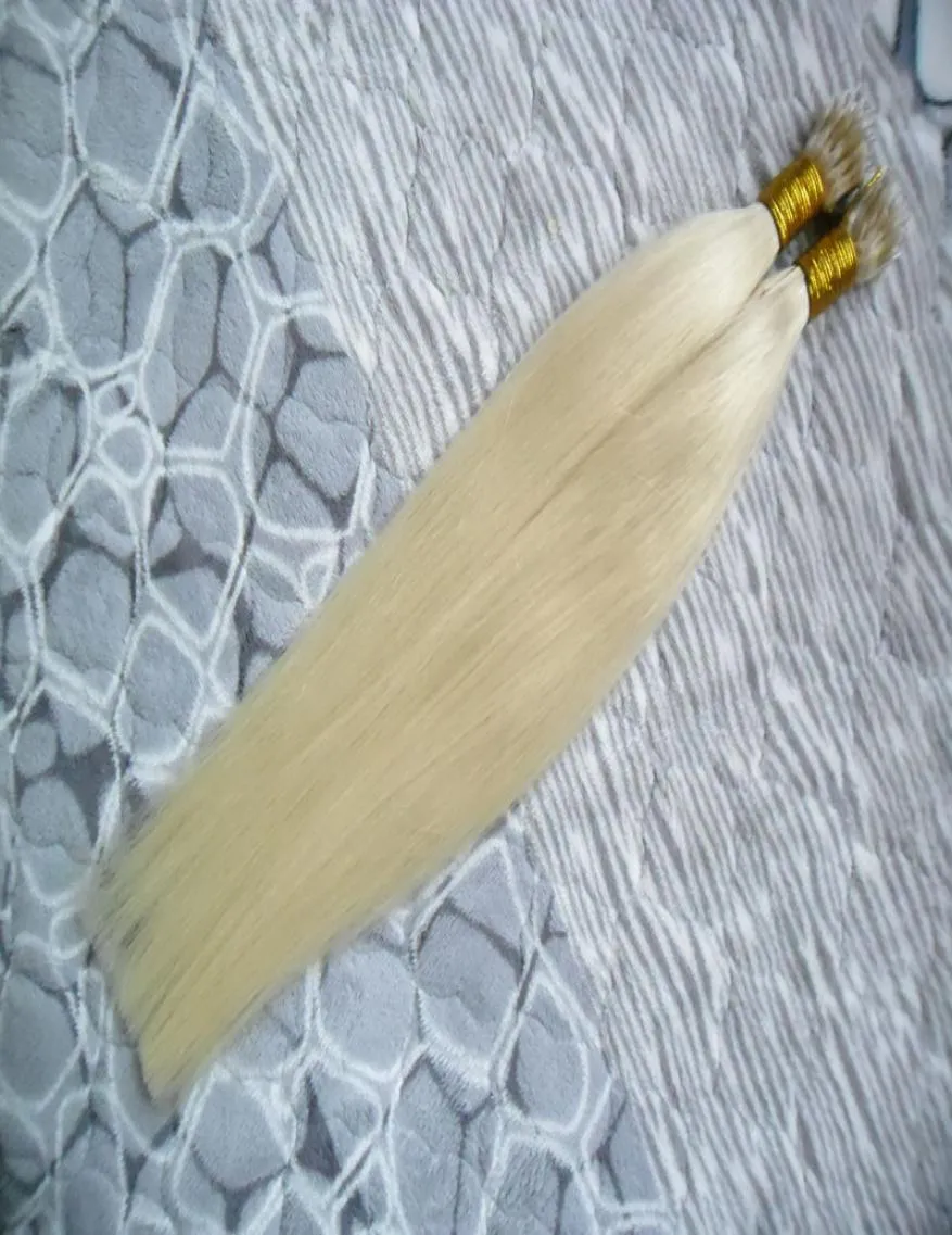 613 BLEACH blondin rak hårmikropärlor Ingen Remy Nano -ring Länkar Human Hair Extensions 100g obearbetad brasiliansk jungfru hai7008827