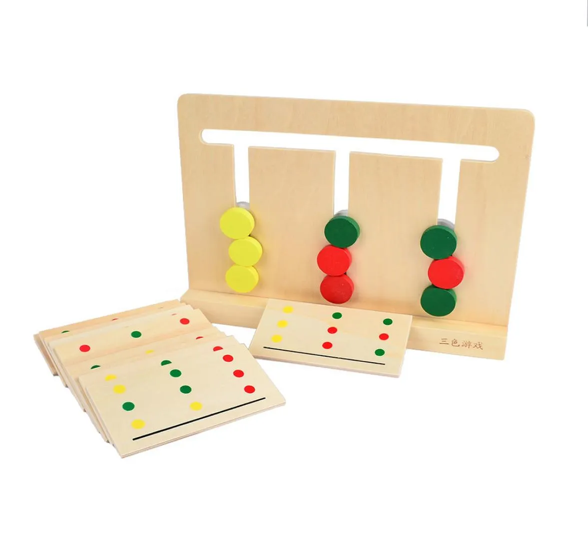 madeira três cores slide quebra-cabeça jogo de tabuleiro custo de fábrica whole4528062