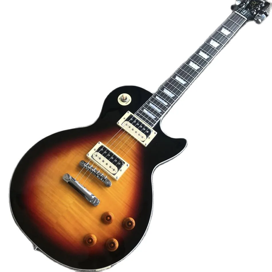 Loja personalizada, feita na China, guitarra padrão de alta qualidade, hardware cromado, Dark Sunburst, frete grátis