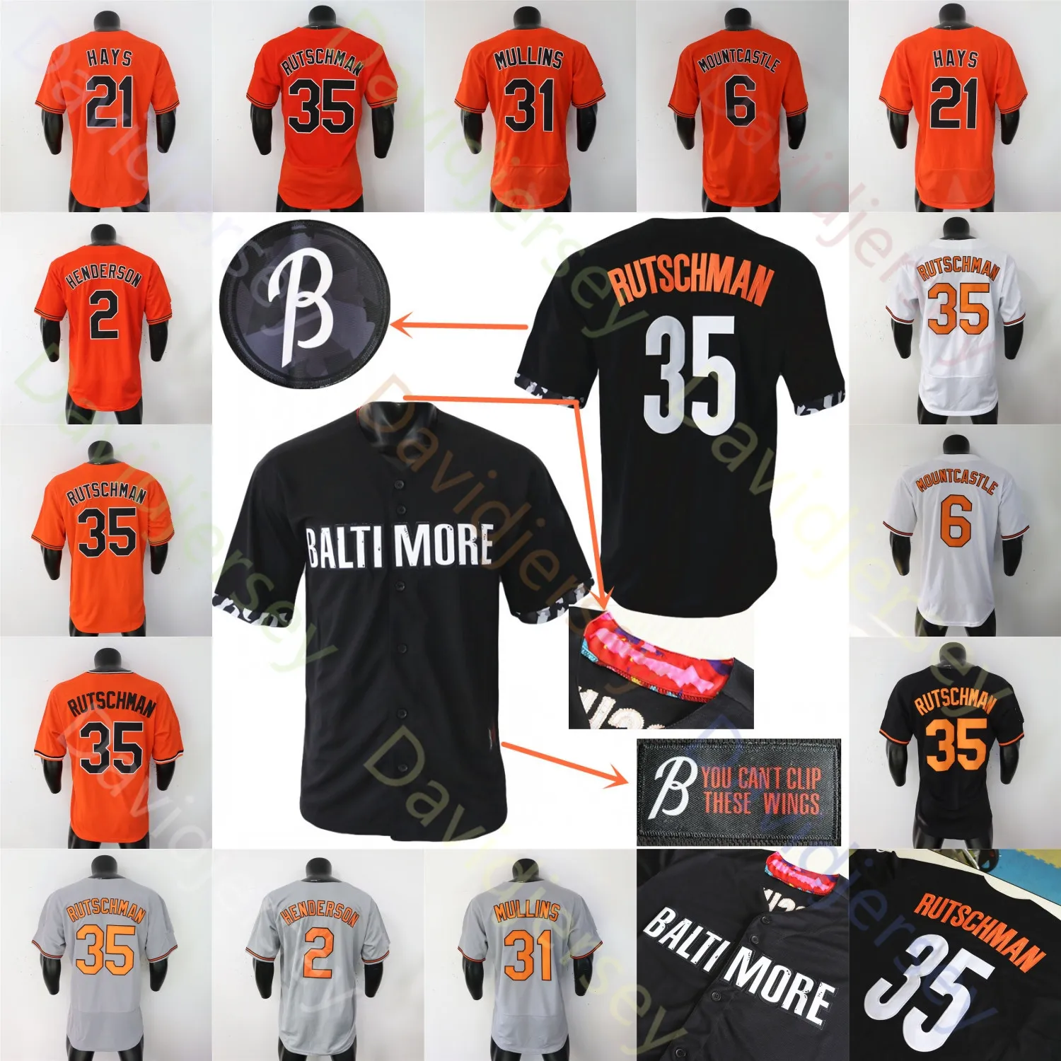 2023 City Connect Baseball Jersey Adley Rutschman Gunnar Henderson Grayson Rodriguez Mountcastle Cedric Mullins Austin Hays Ripken Mateo Holliday Basallo Cowser