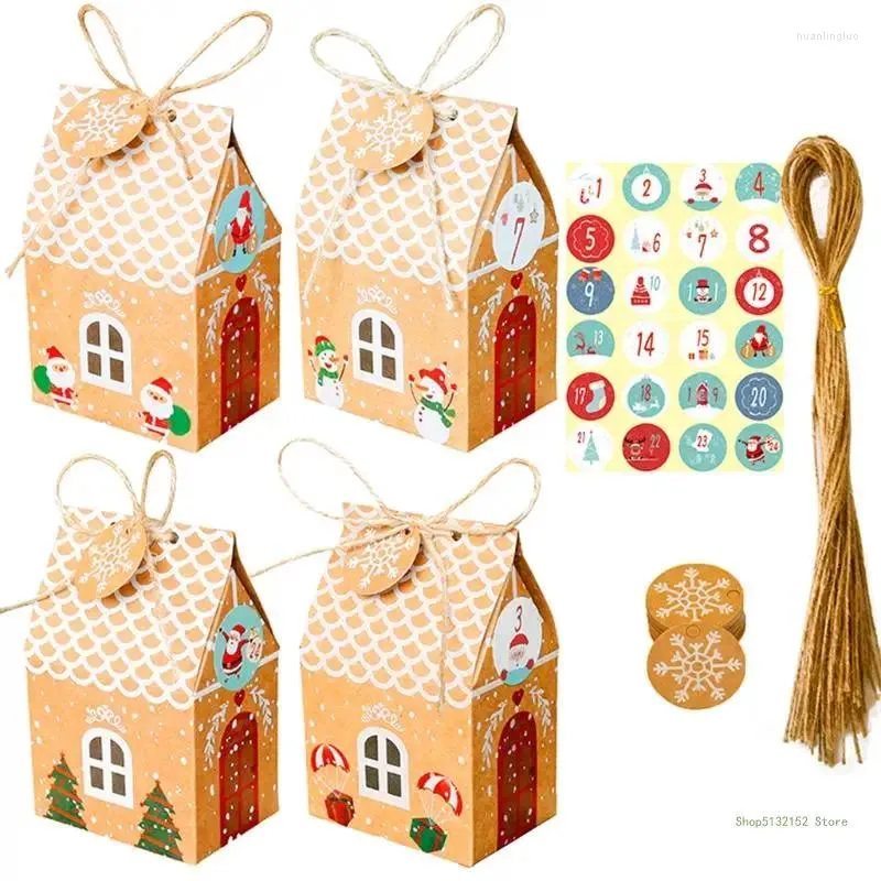 Juldekorationer QX2E Advent Calender Box 24 Days Surprise Filliga godispåsar Holiday Decor