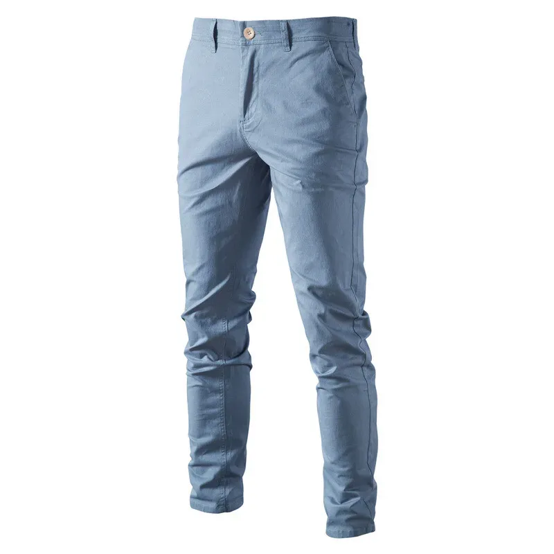 Pants Men's Casual Trousers Solid Cotton Suit Small Foot Tight Trousers Men's Business Casual Cotton Trousers Dress Pants
