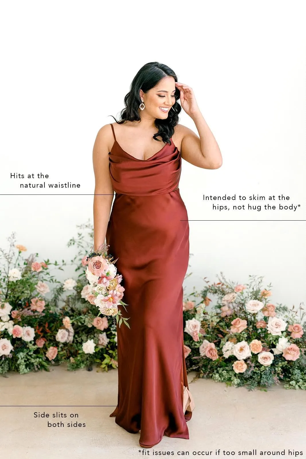 Burnt orange satin maxi dress hot sale