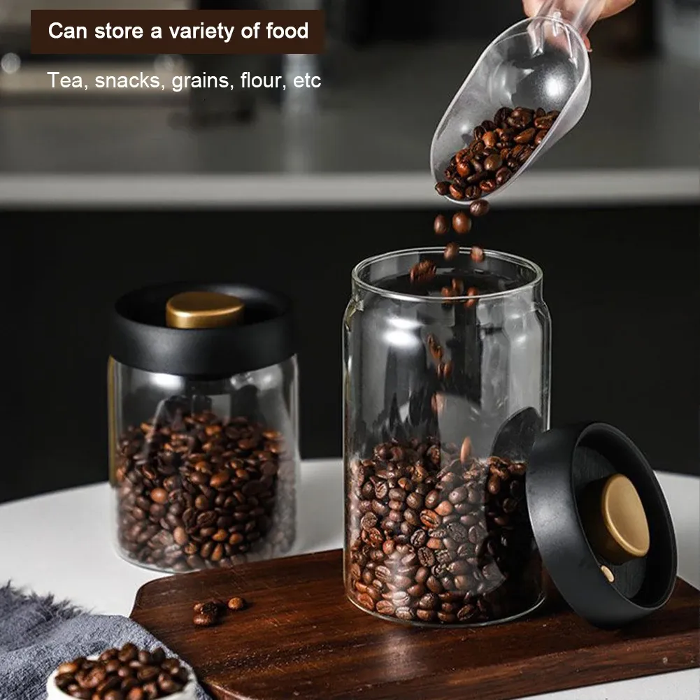 ツールバキュームシールコンテナ500ml/900mlシュガーティーフードストレージコーヒー豆洗える高ボロケイトガラスは蓋付きの瓶詰め