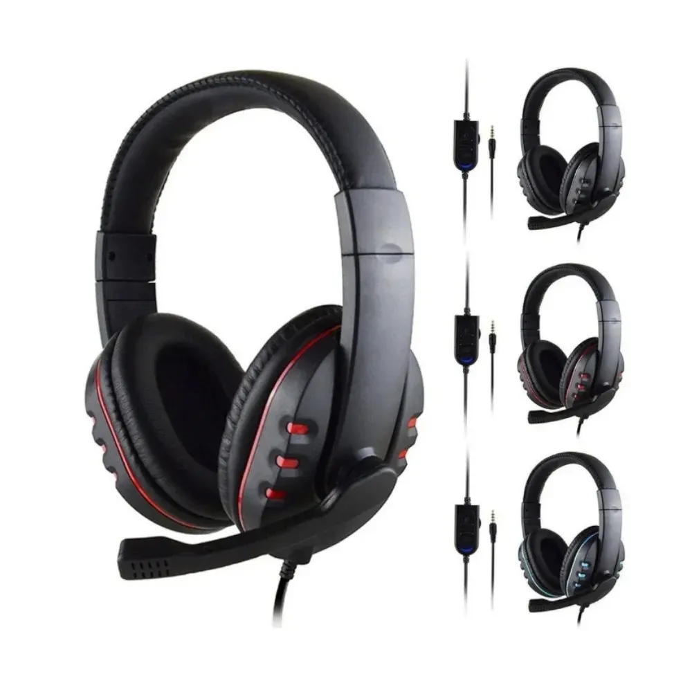 Fones de ouvido para jogos, headset gamer com fio de 3.5mm com microfone e controle de volume para xbox ps4 pc