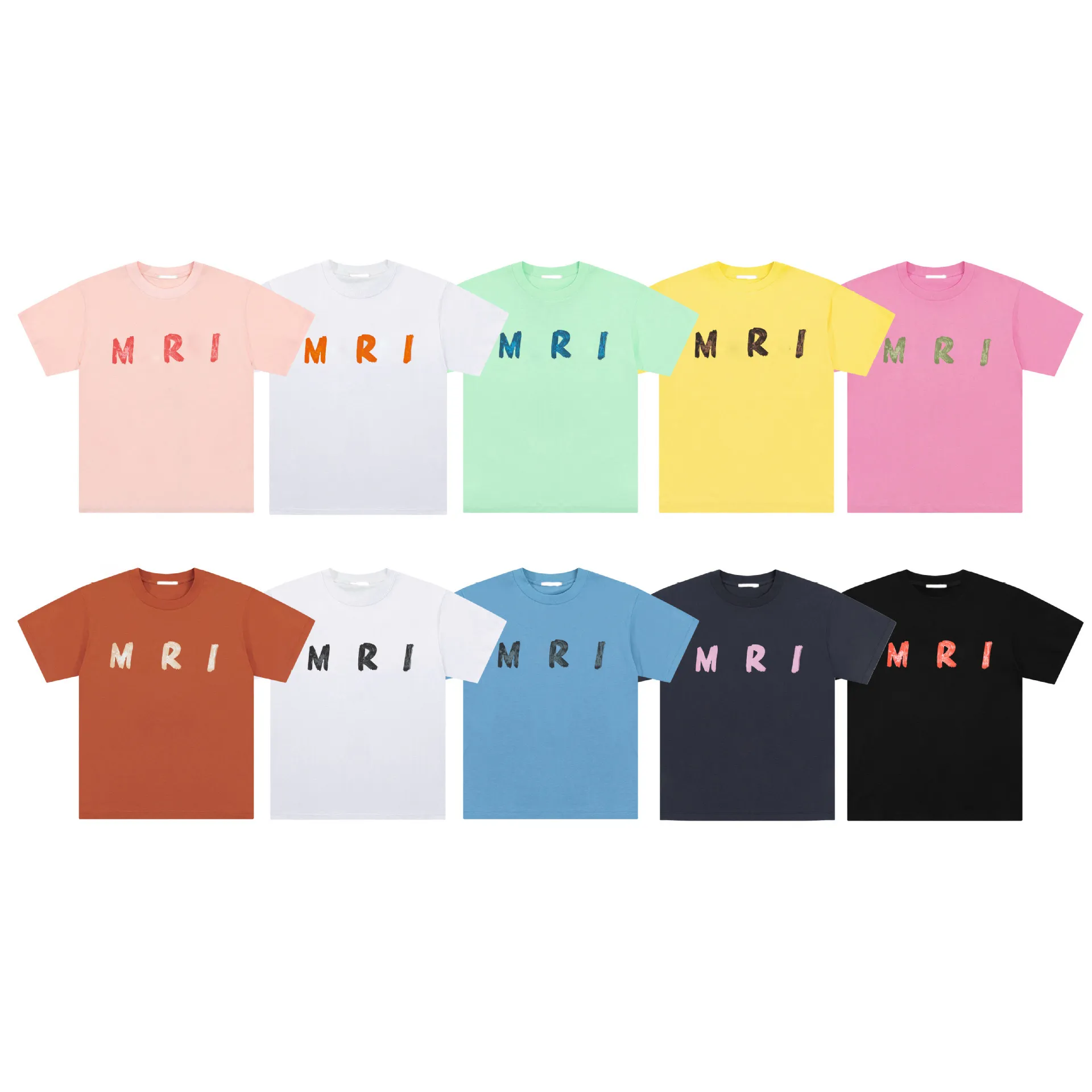 Nen's and Women's Summer Short Sleeve T-Shirt Designer Solid Color Fashion Letter Letter Print O-Neck Tee