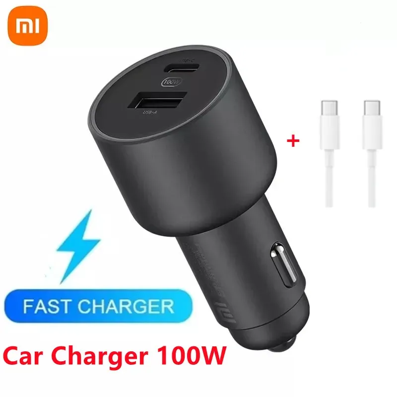 Controle xiaomi mi carregador de carro 100w max 1a1c carregamento rápido dualport usba usbc dispositivo inteligente totalmente compatível com exibição de efeito de luz