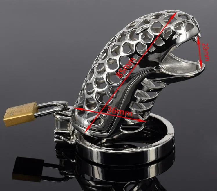 Neue Gerätedesigns, neuer Stahlgürtel für Männer, neue Geräte, Peniskäfig im Schlangendesign mit abnehmbarem Spike-Ring6887540