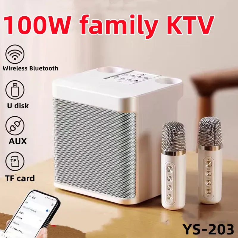 Högtalare 100W High Power Wireless Portable Microphone Bluetooth Sound Outdoor Family Party Karaoke Subwoofer Boom Box Caixa de Som