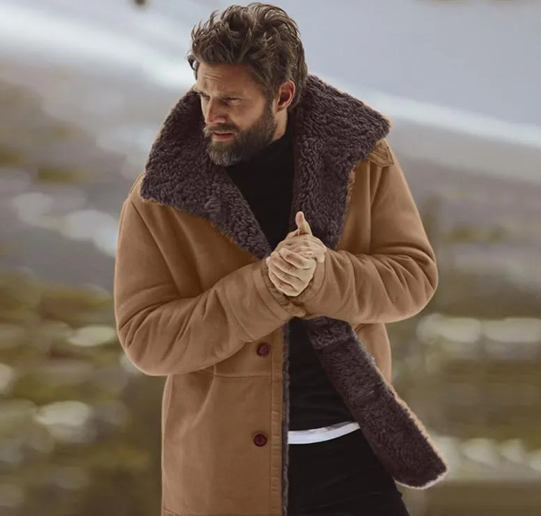 Men039s Winter Sheepskin Bomber Jacket Winter Warm Wool Lined Mountain Faux Lamb Jackets Coat Male chaqueta hombre 20185178151