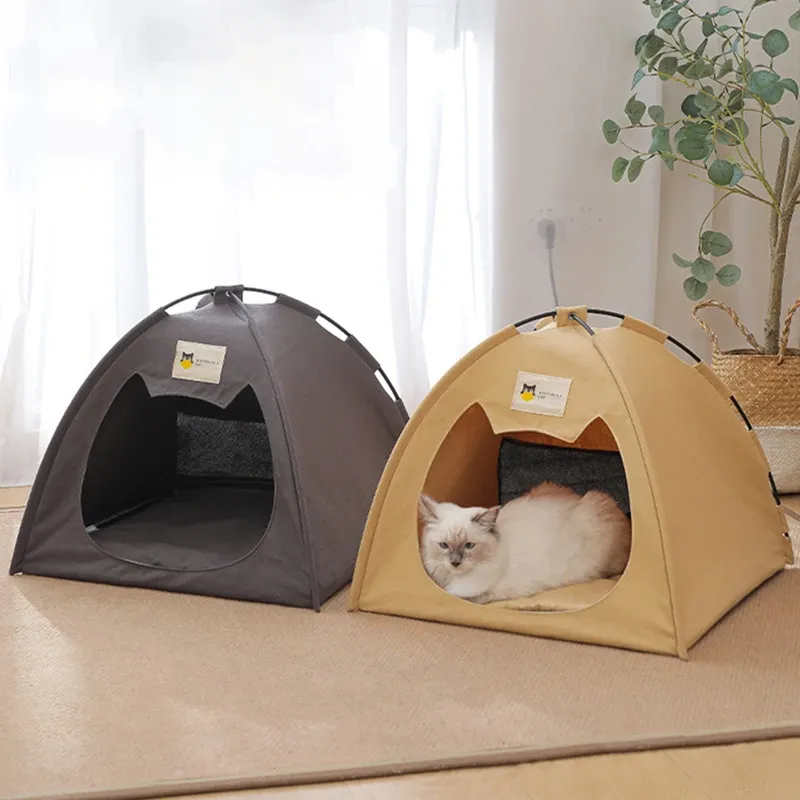 Mats New Portable Cat Tent House Removable Washable Cat Bed Pet Cat Dog Deep Sleeping Warm Teepee Cozy Indoor Pet Tent With Pet Mat