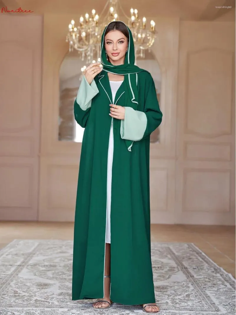 Vêtements ethniques Mode Abayas Djellaba Robe musulmane Dubaï Pleine longueur Abaya Turquie Islam Robe avec écharpe WY1843