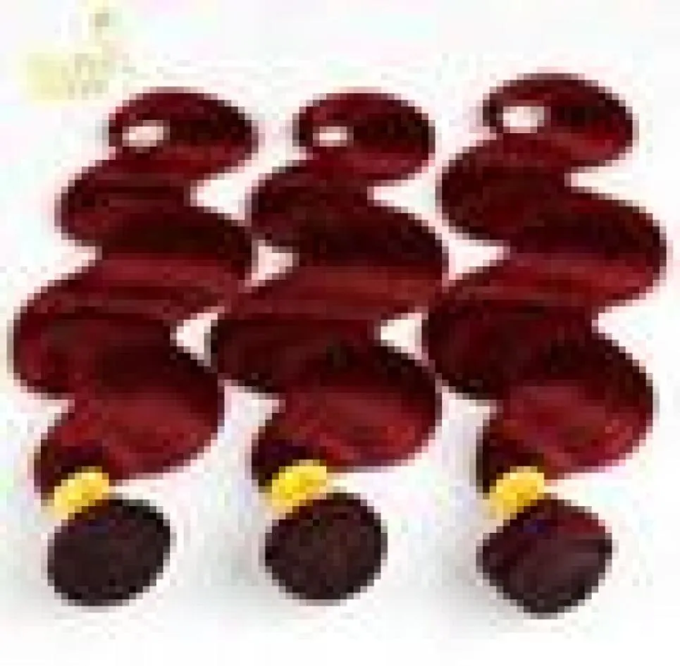 Bourgogne Malaisienne Vague de Corps Cheveux Grade 8A Malaisienne Vierge Cheveux Weave Bundles 34 Pcs Vin Rouge 99J Remy Extensions de Cheveux Humains Tang6153160